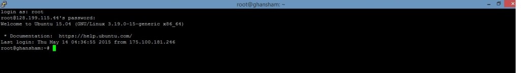 Login ubuntu 15.04 linux server