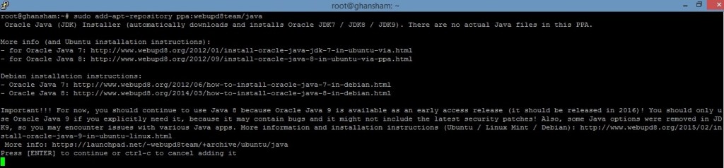 Confirm the installation of java 8