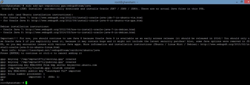 Webupd8 Team repository installation