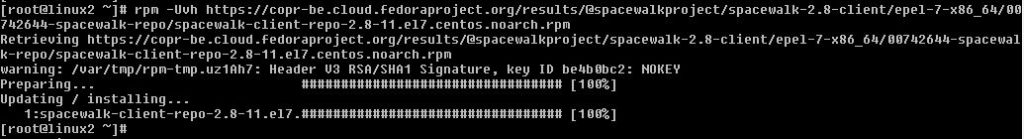Installation of spacewalk client repo RPM