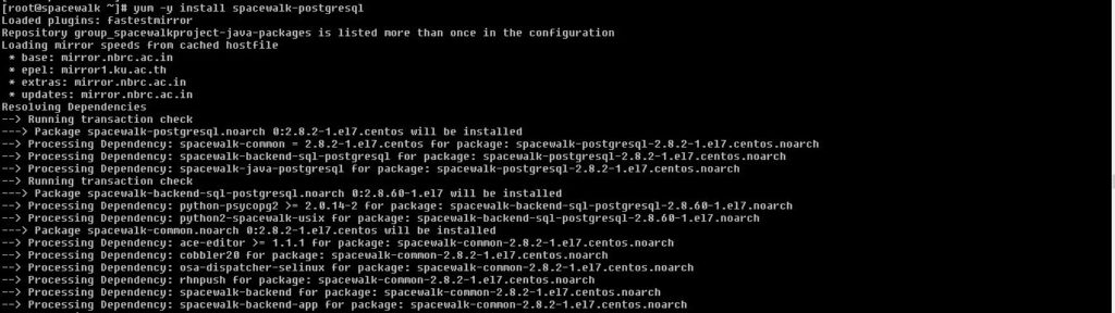 spacewalk postgressql installation process