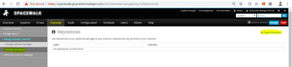 Create Spacewalk Repository