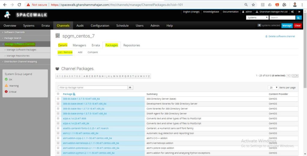 spacewalk repository sync completed