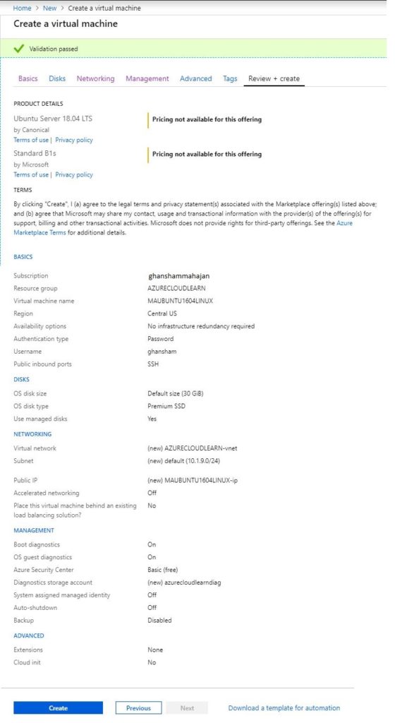 VM validation process status
