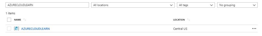 Azure Resource Group Created